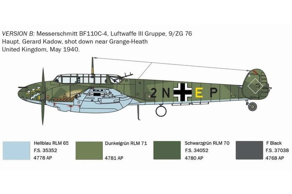 Italeri BF-110C Zerstörer -lentokonemalli