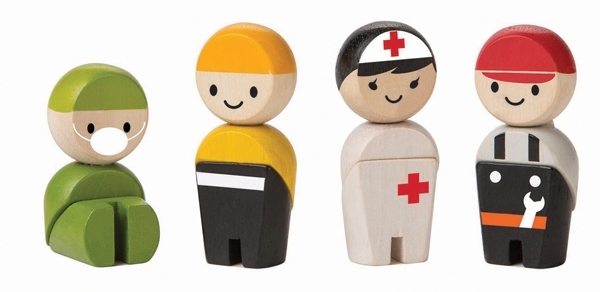 Økologiske trædukker Resque Crew - PlanToys
