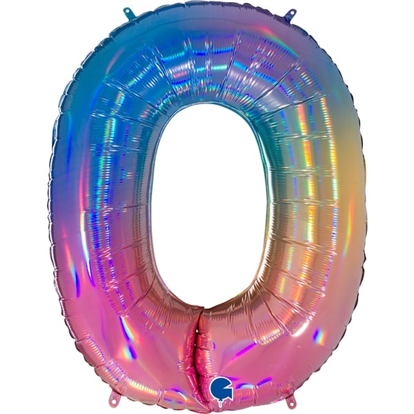 Numeroilmapallo Rainbow 0, 100 cm - The Balloon King