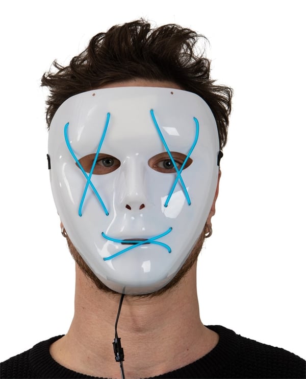 Halloween Mask Statue, Blå Led Maske Halloween Mask Statue, Blå Led Maske