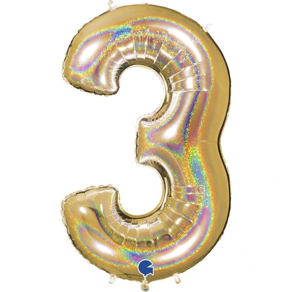 Stor talballon i folie 3, glitterguld