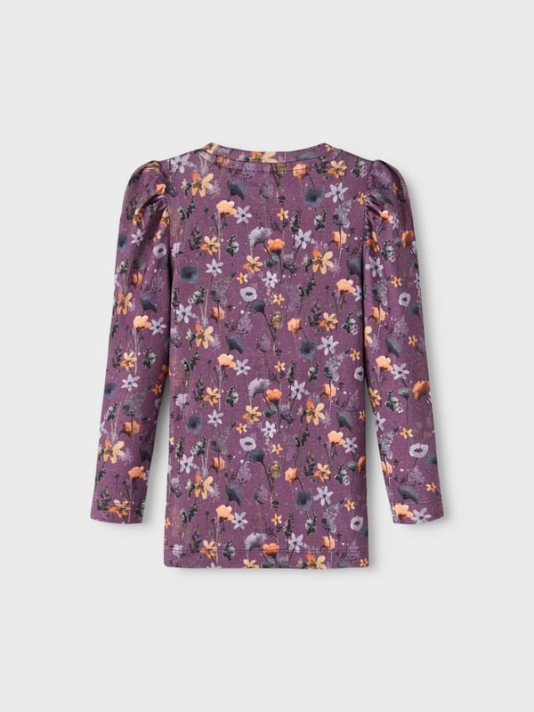 Name it langærmet top, lilla blomster, størrelse 110