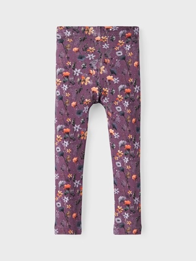 Name it Leggings, lilla blomster, str. 98