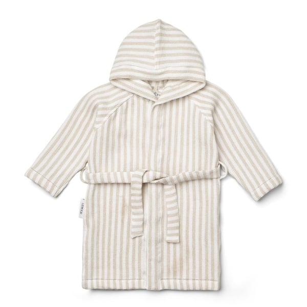 Stribet badekåbe Grå, Crisp White/Sandy 3-4 år - Liewood