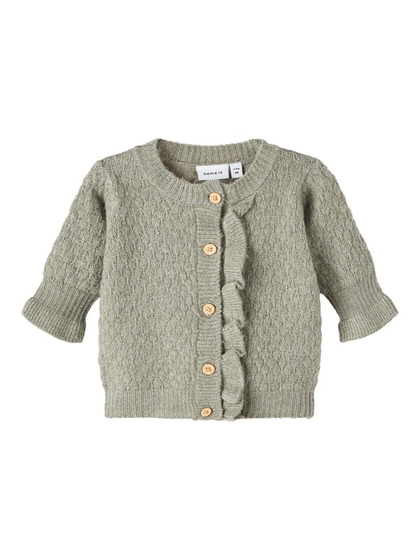 Name it Baby Girl Stickad Kofta Sage, Storlek 68
