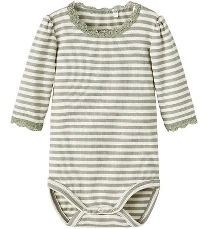 Name it Baby Girl stribet krop grøn, størrelse 80