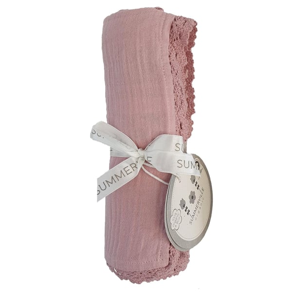 Luomu vauvan peitto Krinklad Lace Pale Mauve - Babynord
