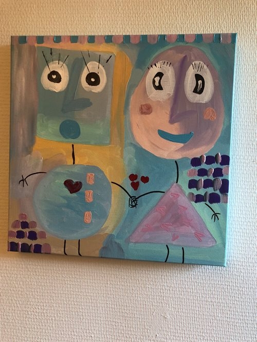 Målning handmålad i pastellfärger