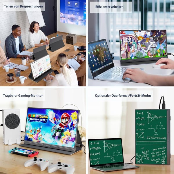 NÖRDIC USB-C og HDMI bærbar LCD-skjerm 15,6" 1920x1080p 60Hz