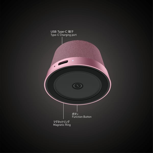 NÖRDIC Bluetooth 5.3 høyttaler med magnet 3W IPX6 rosa