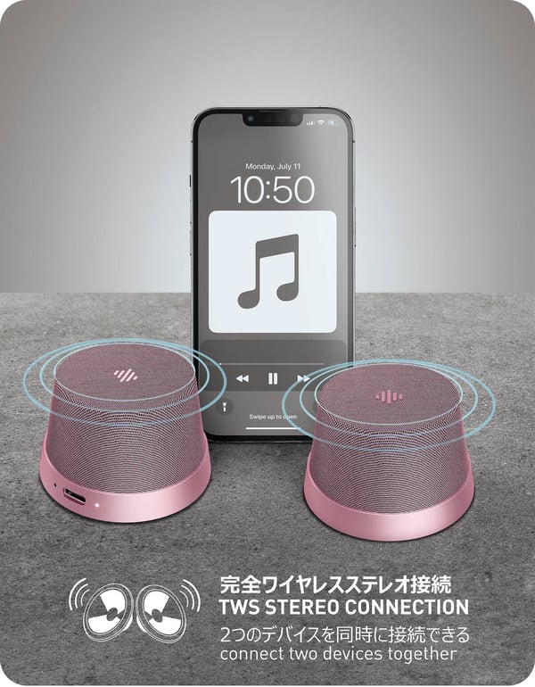 NÖRDIC Bluetooth 5.3 høyttaler med magnet 3W IPX6 rosa