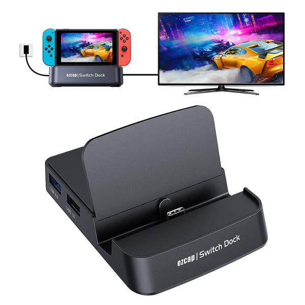 Ezcap-dokkingstasjon og videoopptak kompatibel med Nintendo Switch HDMI 1080p 60fps 2x USB-A