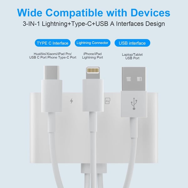 NÖRDIC USB-A, USB-C, Lightning-kortleser 2 spor SD, MicroSD 1xUSB-A, 1xAUX, 1xLightning-lading UHS-I