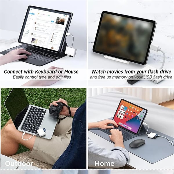 NÖRDIC USB-C Kortleser med 2 spor SD, MicroSD, 3xUSB-A, 1xUSB-C Lading 30W UHS-I