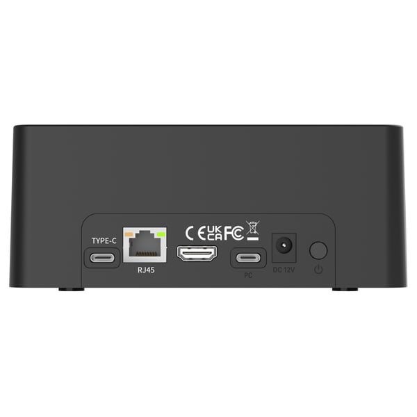 Maiwo HDD USB-C Dobbel dockingstasjon med klone 10 Gbps HDMI 4K60Hz Giga Lan kortleser SD og MicroSD USB HUB 2xUSB-A og 2xUSB-C