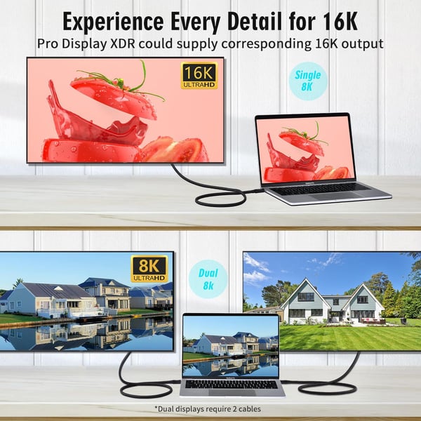 NÖRDIC 1m Thunderbolt 5 kabel 80Gbps dataoverføring 240W lading 120Gbps båndbredde 16K60Hz 8K60Hz 4K540Hz