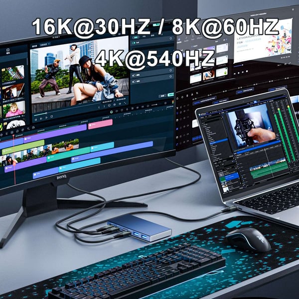 NÖRDIC 50cm Thunderbolt 5 kabel 80Gbps dataoverføring 240W lading 120Gbps båndbredde 16K60Hz 8K60Hz 4K540Hz