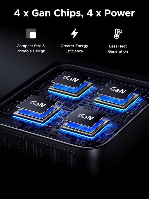 UGREEN 200W USB-C-lader, Nexode 6-ports GaN bordlader