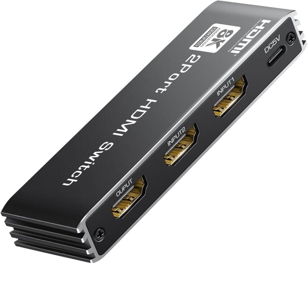 NÖRDIC HDMI 2.1 -kytkin 2-1 8K60Hz 4K@120Hz kaukosäätimellä, alumiini