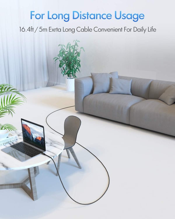 NÖRDIC 5m Aktiv USB 3.0 C til C-kabel, 5Gbps Super Speed USB-kabel