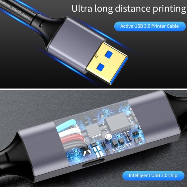 NÖRDIC 15m Aktiv USB 3.0 A til C Kabel, 5Gbps Super Speed USB-kabel Kompatibel med VR, Kamera, Dockingstation og mere