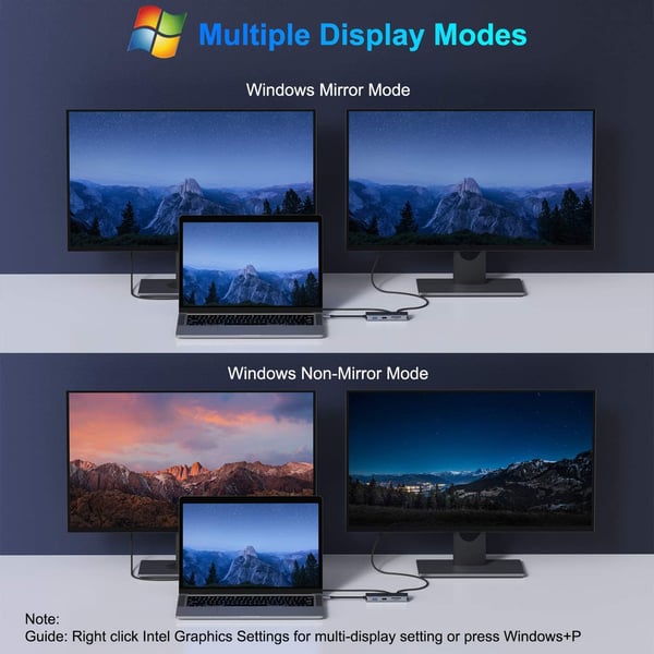 NÖRDIC 1 til 4 USB-C Dokkingstasjon 2xHDMI Doble skjermer 1xUSB-C PD100W 1xUSB-A 5G