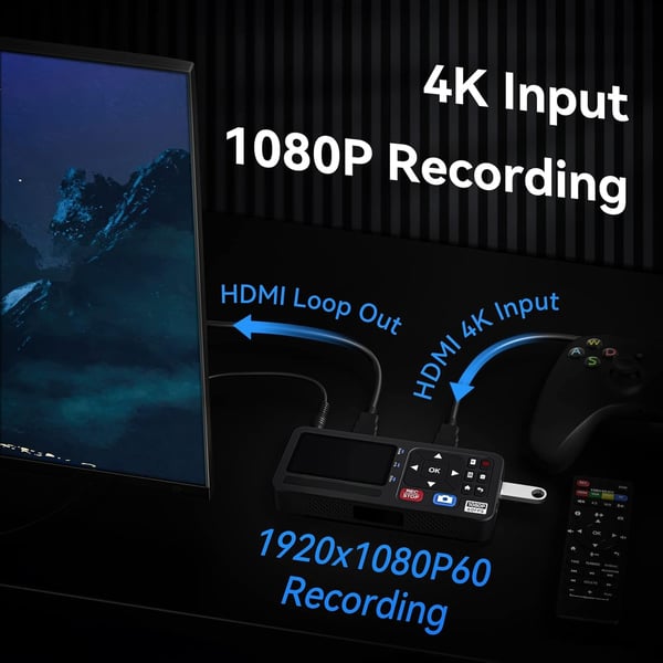 Video til digital omformer 4K HDMI/CVBS/VGA/YPBPR inngang, videoopptaker fra VCR, DVD, VHS, Hi8, videokameraer – 4K opptak 1080P 60FPS
