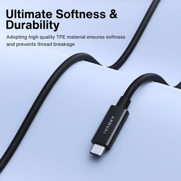 iVANKY Intel Certified Thunderbolt 4 Kabel 1,5 m 240W Lading 40Gbps 8K Skjerm USB-C til USB-C