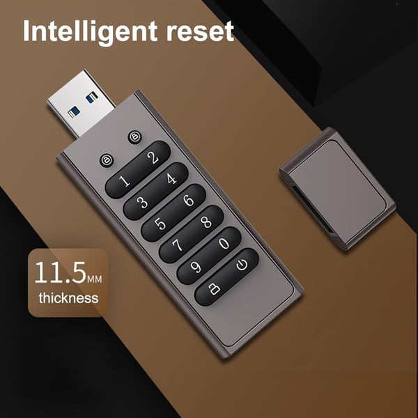NÖRDIC Sikkert krypteret USB-drev med adgangskodebeskyttelse og lås, AES-256-bit, USB 3.0 til personlig beskyttelse, 512 GB