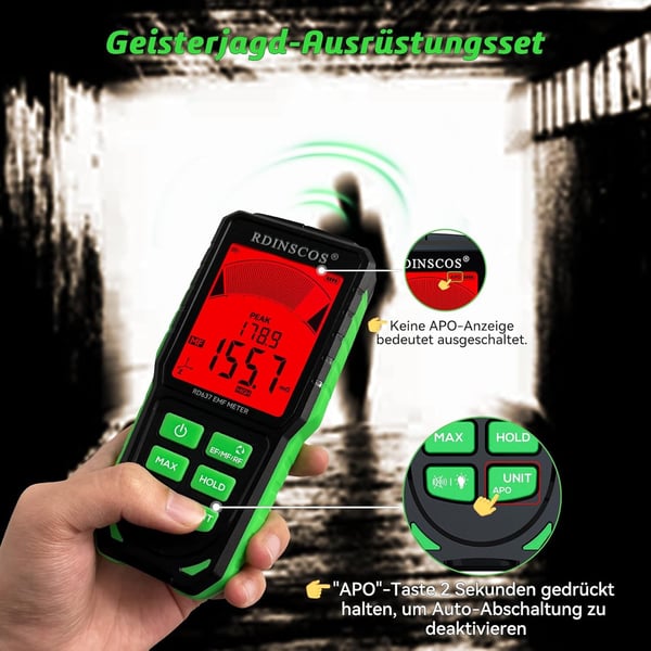 NÖRDIC EMF-måler håndholdt strålingsdetektor til EF, MF, RF, WiFi, mikrobølger