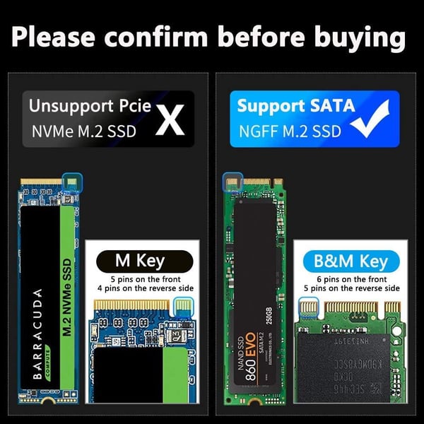 Maiwo K1687S Aluminium M.2 SSD til USB C Gen2 10Gbps Ekstern oppbevaringshytte B-Key og B & M Nøkkelstøtte Up, Trim og 6Gbps Sataii