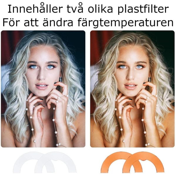 Studio LED Ring Lamp Selfie 48cm Diameter Dimmable Justerbar med bredde på farger og 2M Stand Ring Light Studio