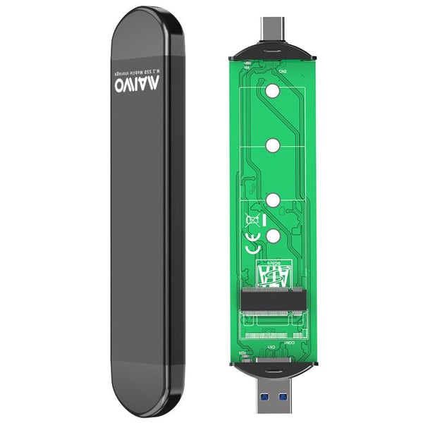 Maiwo K1683L Eksternt skap M.2 SAT SSD til USB A og USB C 5Gbps B-Key og B & M Key Uasp 2280 2260 2242 2230 Aluminimu