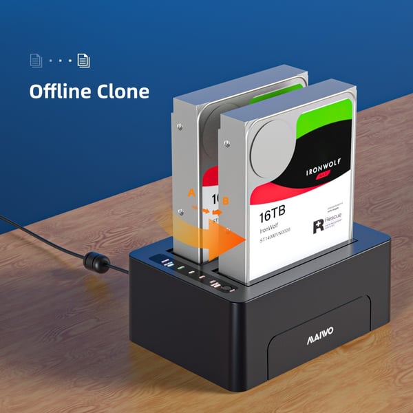 Maiwo K3082 USB 3.1 Gen1 5Gbps Docking Station for 2,5 3,5 SATA HDD Opptil 14TB med støtte for UASP, Støtte for Sataiii 6Gbps Hard Disk Cloning