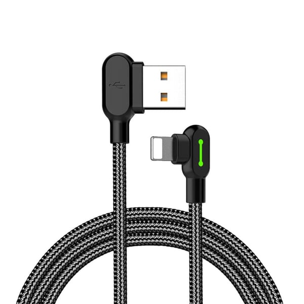 McDodo CA-4673 vinklet lyn (ikke MFI) til vinklet USB en kabel for synkronisering og rask lading, med LED, svart, 1,8 m McDodo CA-4673 vinklet lyn (ikke MFI) til vinklet USB en kabel for synkronisering og rask lading, med LED, svart, 1,8 m