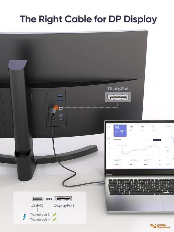 NÖRDIC 0,5m USBC til DisplayPort Cable UHD 4K 60Hz 21.6Gbps DP Alt-modus 1.2 HDCP, aluminium Kontakt informasjon Grå