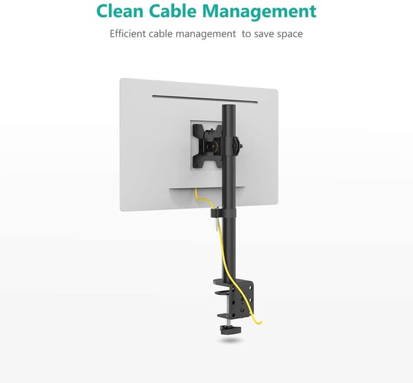 NÖRDIC Monitorarm Table Bracket for 1 Monitor 13-32 med Justerbar høyde Rotatbar og vippbar, Stål, Svart, Skjermbrakett VESA 75 og 100