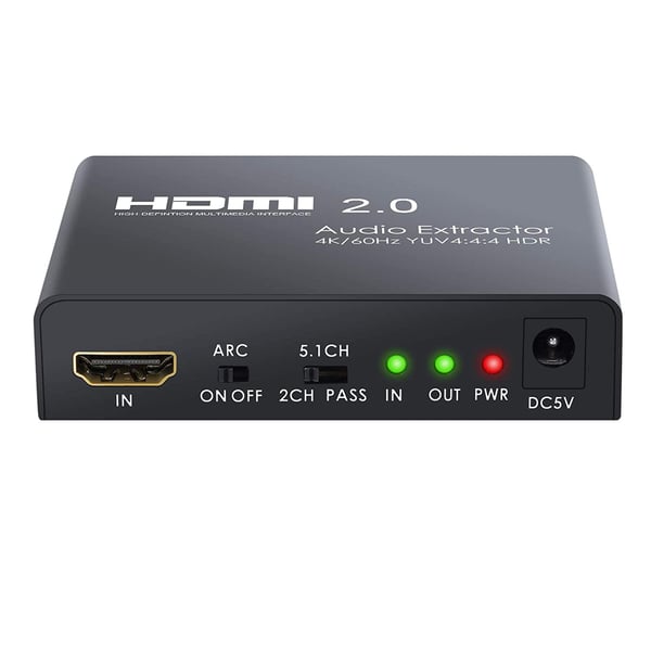 NÖRDIC HDMI 2.0 ARC 4K 60Hz HDR Extractor Yuv4: 4: 4 HDMI-inngang til HDMI, SPDIF, R / L og AUX Output ARC-omformer