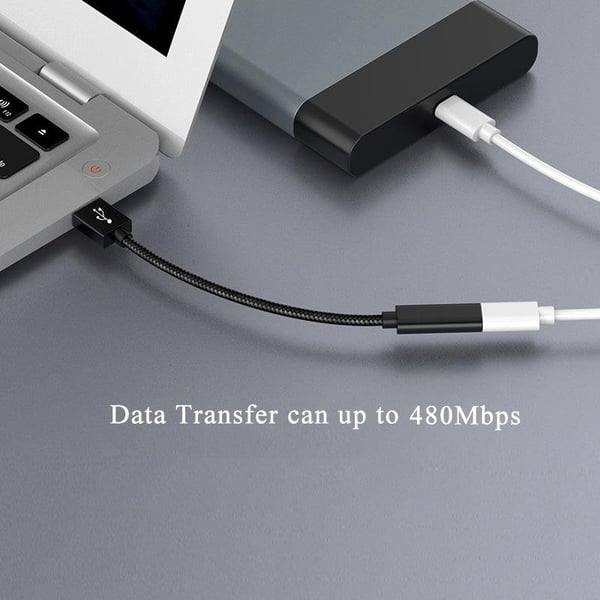 NÖRDIC USB C til OTG USB En adapter Metal Black 15cm