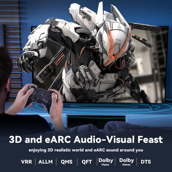 NÖRDIC 7,5m aktiv AOC optisk fiberkabel HDMI 2.1 8K 60Hz 4K 120Hz 48Gbps Dynamic HDR, eARC, VRR kompatibel med RTX 3080 3090