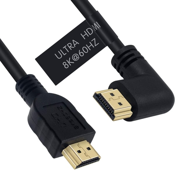 NÖRDIC 3m vinklet HDMI 2.1 UHD 8K 60Hz 4K 120Hz 48Gbps Dynamic HDR eARC Game Mode VRR Dolby ATMOS gullbelagt