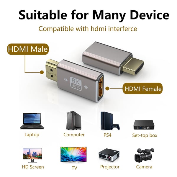 NÖRDIC HDMI-adapter hann til hunn 8K60Hz 4K120Hz Dynamic HDR 48Gbps eARC