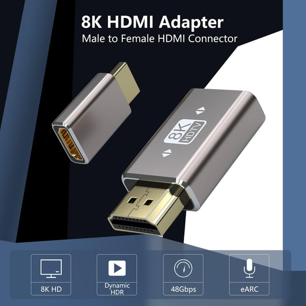 NÖRDIC HDMI-adapter hann til hunn 8K60Hz 4K120Hz Dynamic HDR 48Gbps eARC