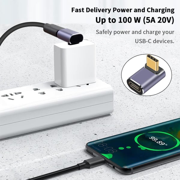 NÖRDIC USB4 vinklet adapter hann til hunn 40G 8K60Hz PD240W