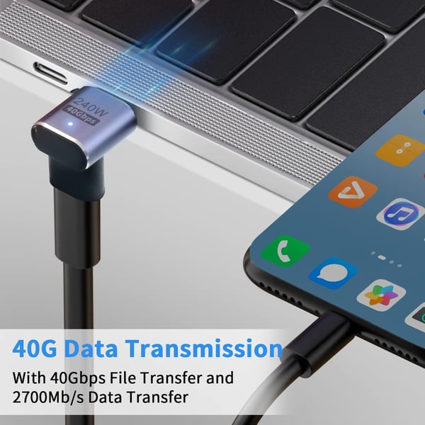 NÖRDIC USB4 vinklet adapter hann til hunn 40G 8K60Hz PD100W