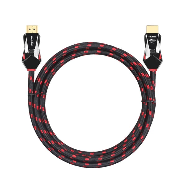 NORDIC CERTIFIED CABLES 1,5m Ultra High Speed ​​​​HDMI 2.1 8K 60Hz 4K 120Hz 48Gbps Dynamic HDR eARC VRR Nylon flettet kabel Gullbelagte kontakter