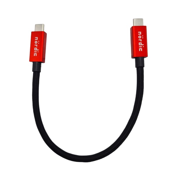NÖRDIC 25cm Thunderbolt 4 USB-C kabel 40Gbps 100W lader 8K video kompatibel med USB 4 og Thunderbolt 3