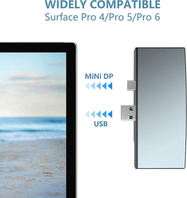 NÖRDIC USB-dokkingstasjon for MicroSoft Surface 1xHDMI4k30Hz 3xUSB-A 5Gbps og 1xTF og 1xSD