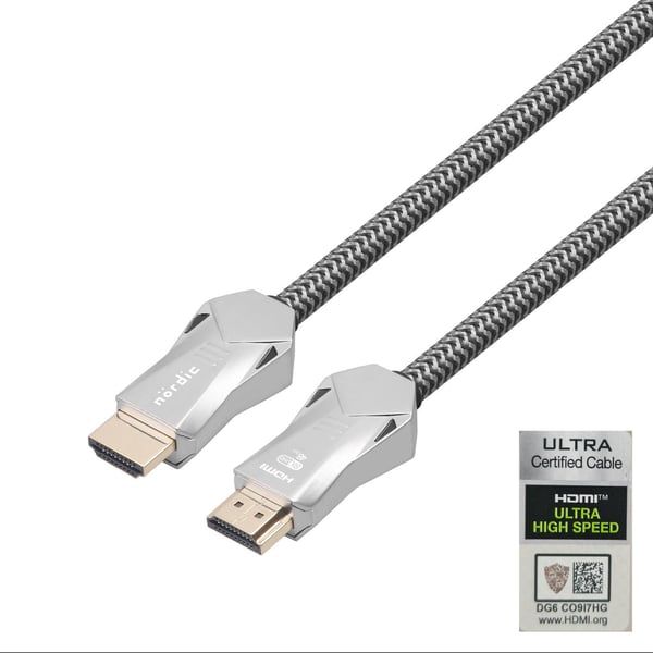 NÖRDIC-SERTIFIOIDUT KAAPELIT 50 cm Ultra High Speed ​​HDMI 2.1 8K 60Hz 4K 120Hz 48Gbps Dynamic HDR eARC VRR Nylon punottu kaapeli kullatut liittimet