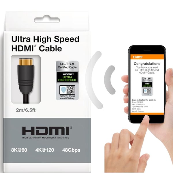 NORDIC-SERTIFISERT KABLER 3m Ultra High Speed ​​​​HDMI 2.1 8K 60Hz 4K 120Hz 48Gbps Dynamic HDR eARC VRR Nylonflettet kabel gullbelagt